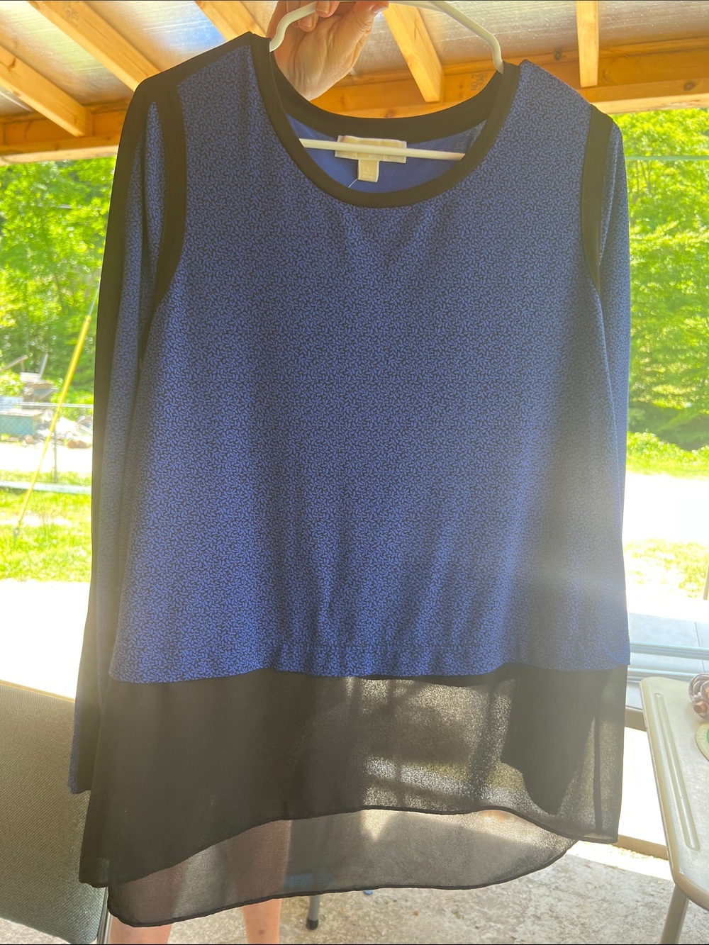 Michael Kors Black & Blue Layered Long-Sleeve Women's Top